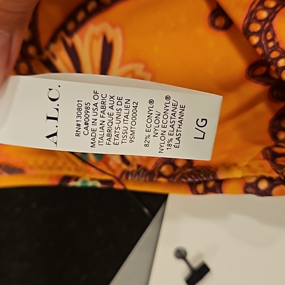 💕A.L.C.💕 Cleo Scoop Bikini Top ~ Orange Multi-Color Paisley Print Large L NWT - Picture 9 of 10